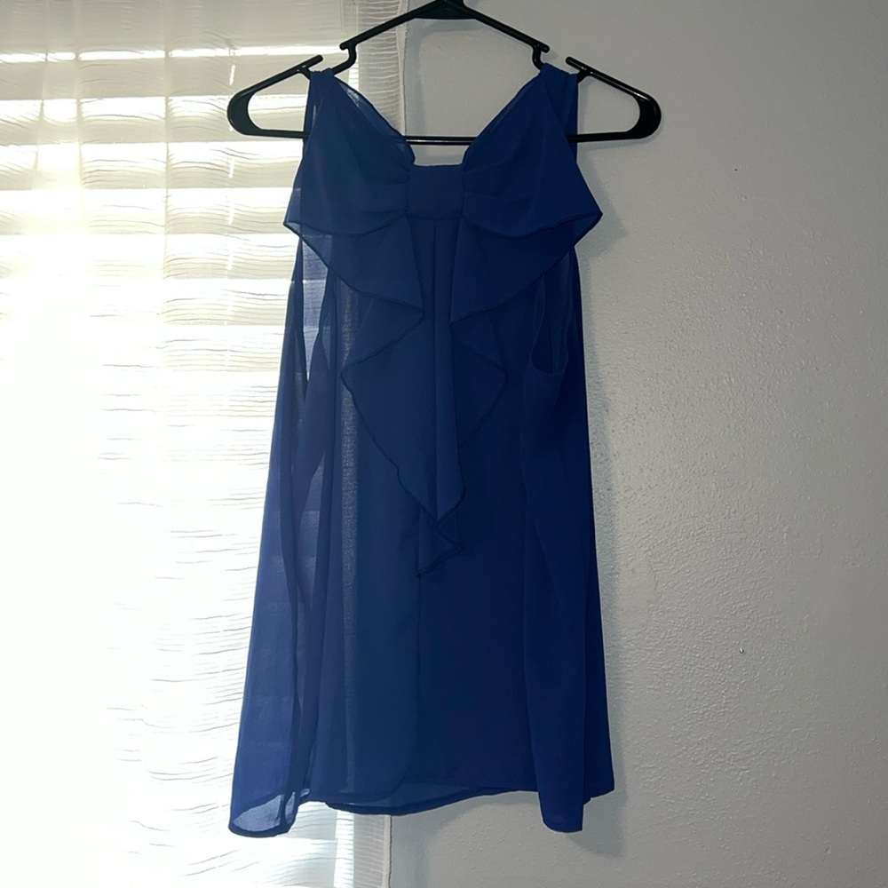 Royal blue back bow blouse